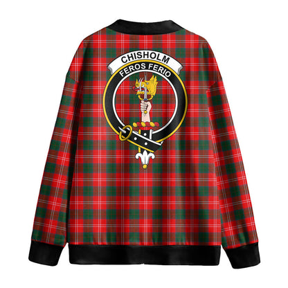 Chisholm Modern Tartan Crest Knitted Fleece Cardigan