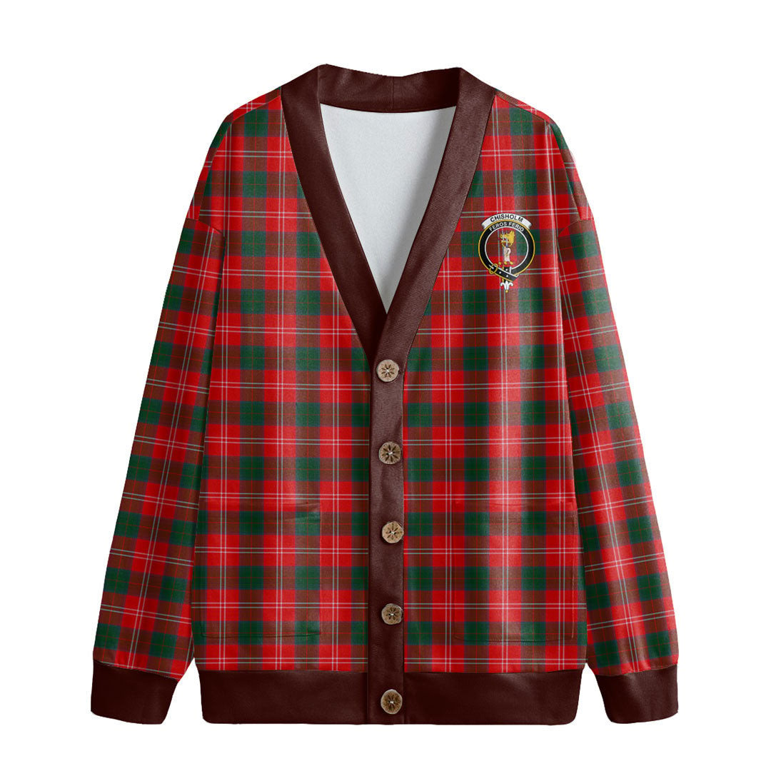 Chisholm Modern Tartan Crest Knitted Fleece Cardigan