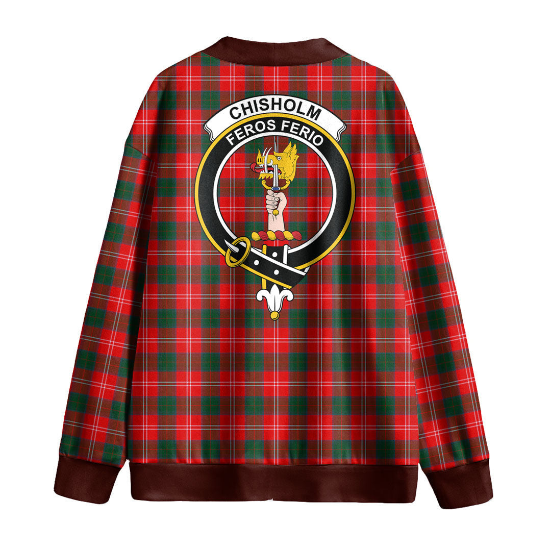 Chisholm Modern Tartan Crest Knitted Fleece Cardigan