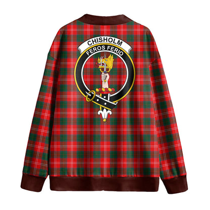 Chisholm Modern Tartan Crest Knitted Fleece Cardigan