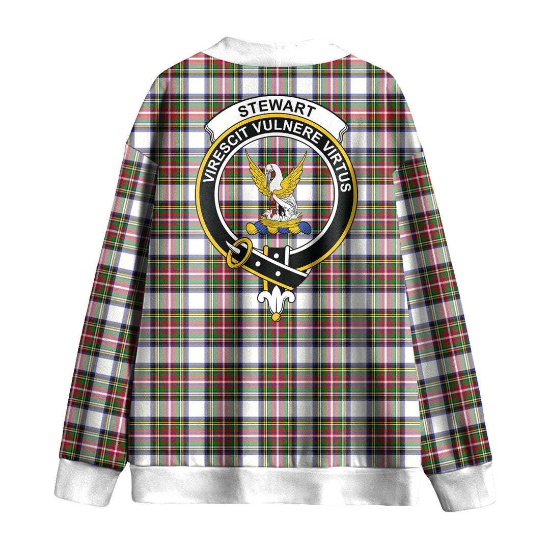 Stewart Dress Modern Tartan Crest Knitted Fleece Cardigan