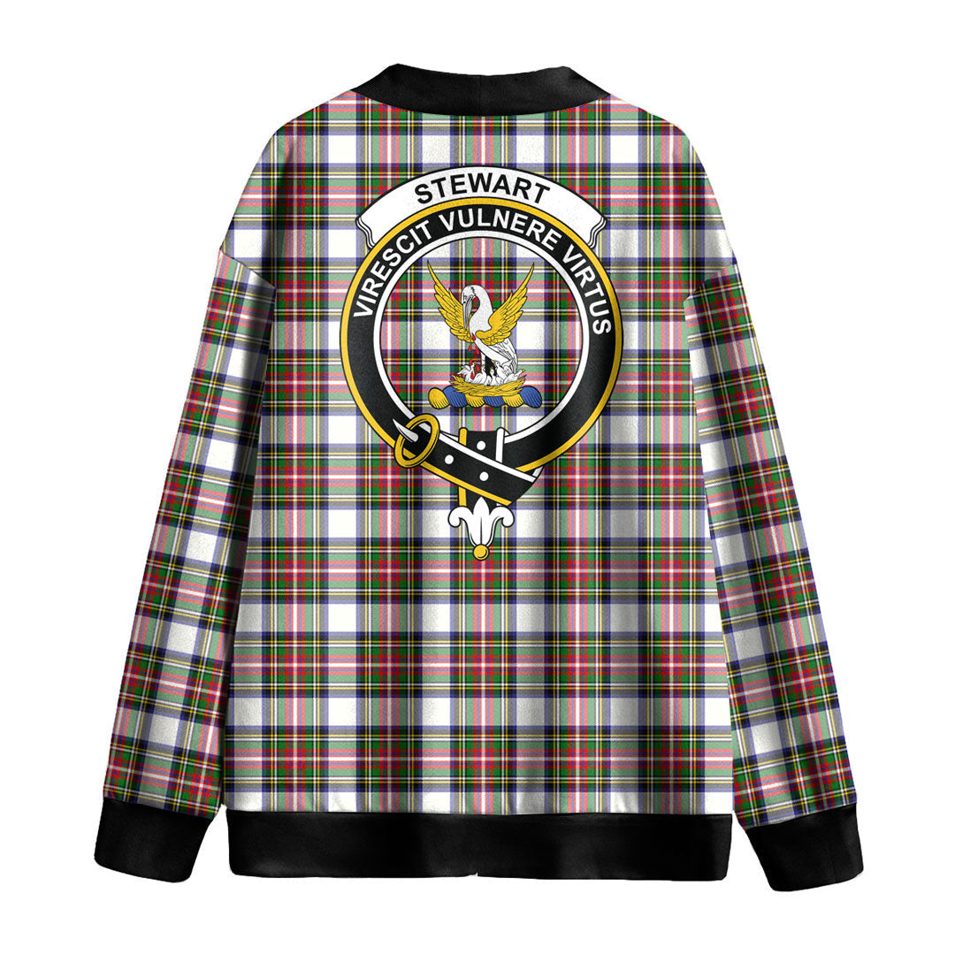Stewart Dress Modern Tartan Crest Knitted Fleece Cardigan
