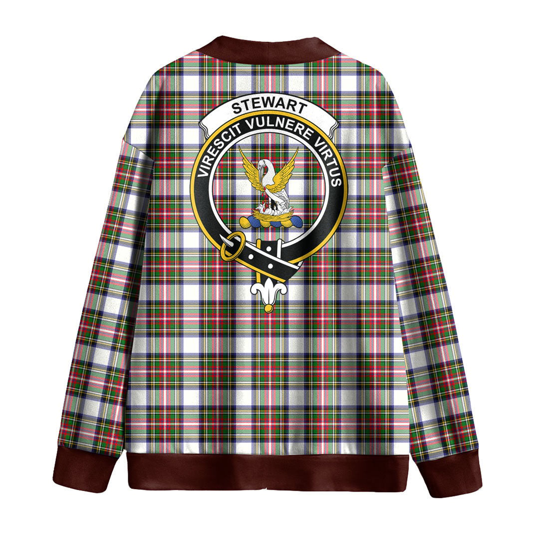 Stewart Dress Modern Tartan Crest Knitted Fleece Cardigan