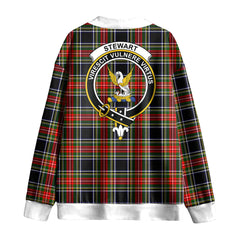 Stewart Black Tartan Crest Knitted Fleece Cardigan