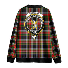 Stewart Black Tartan Crest Knitted Fleece Cardigan