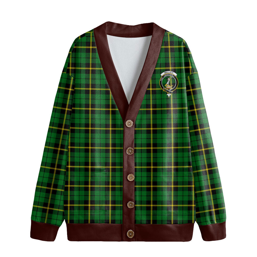 Wallace Hunting Green Tartan Crest Knitted Fleece Cardigan