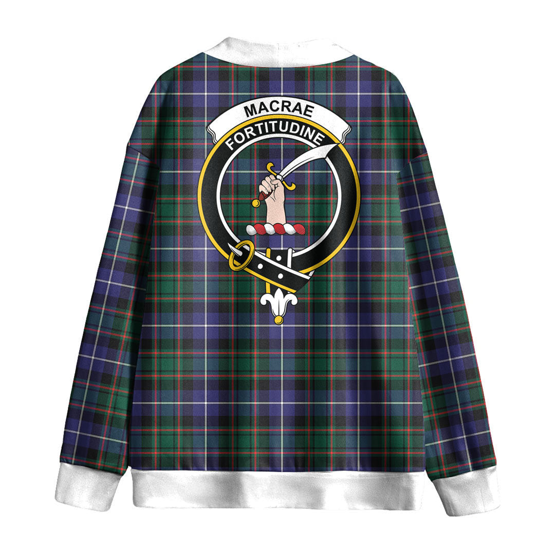 MacRae Hunting Modern Tartan Crest Knitted Fleece Cardigan