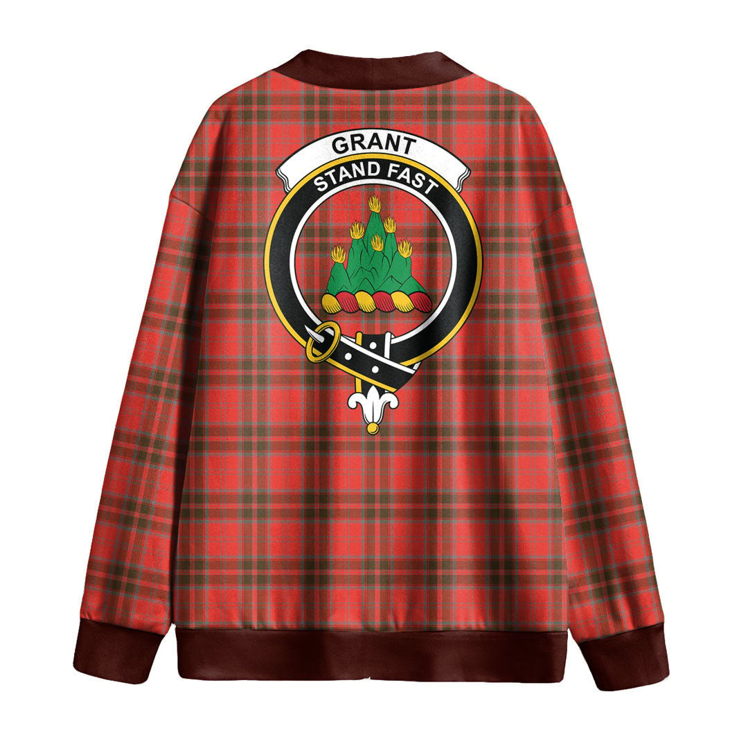 Grant Weathered Tartan Crest Knitted Fleece Cardigan