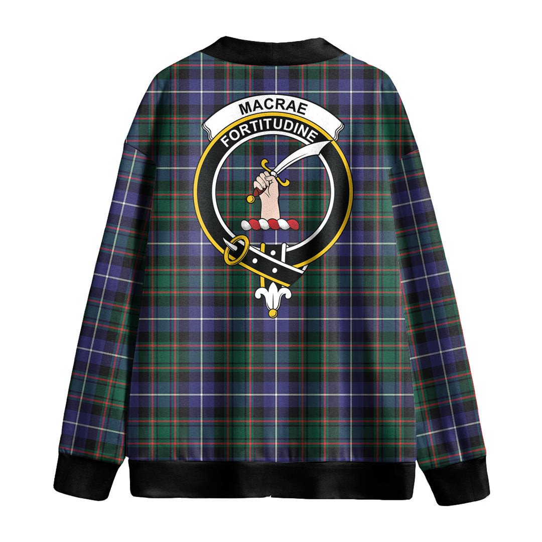 MacRae Hunting Modern Tartan Crest Knitted Fleece Cardigan