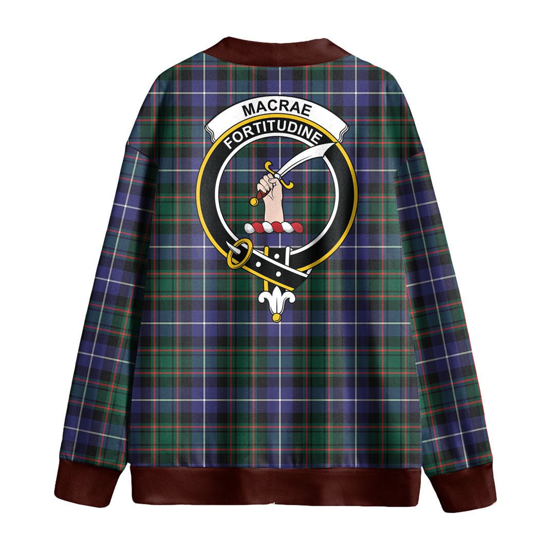 MacRae Hunting Modern Tartan Crest Knitted Fleece Cardigan