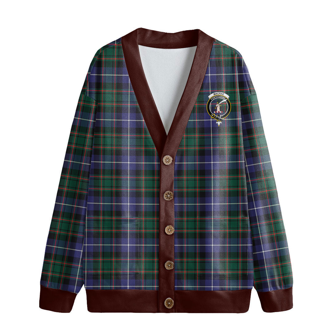 MacRae Hunting Modern Tartan Crest Knitted Fleece Cardigan