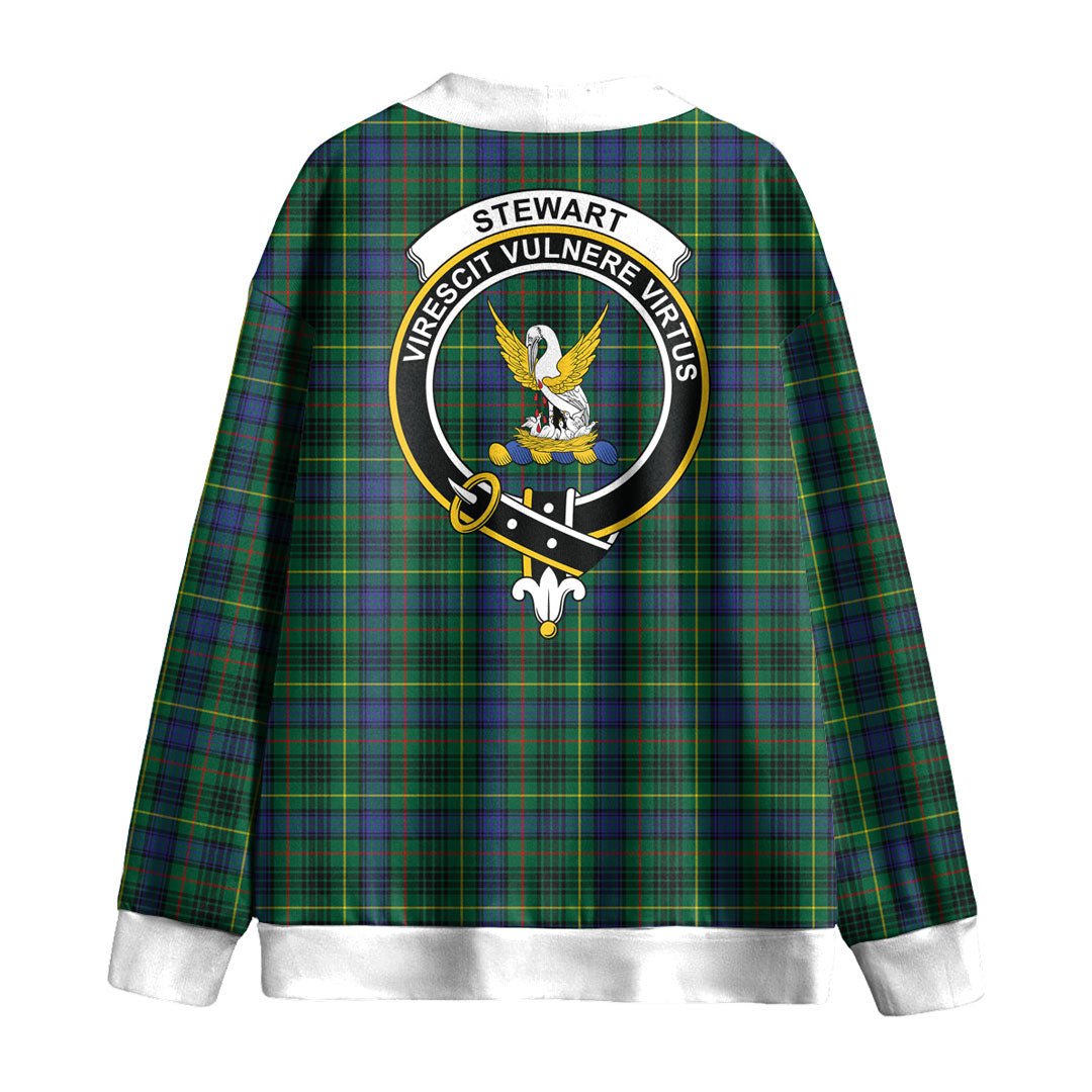 Stewart Hunting Modern Tartan Crest Knitted Fleece Cardigan