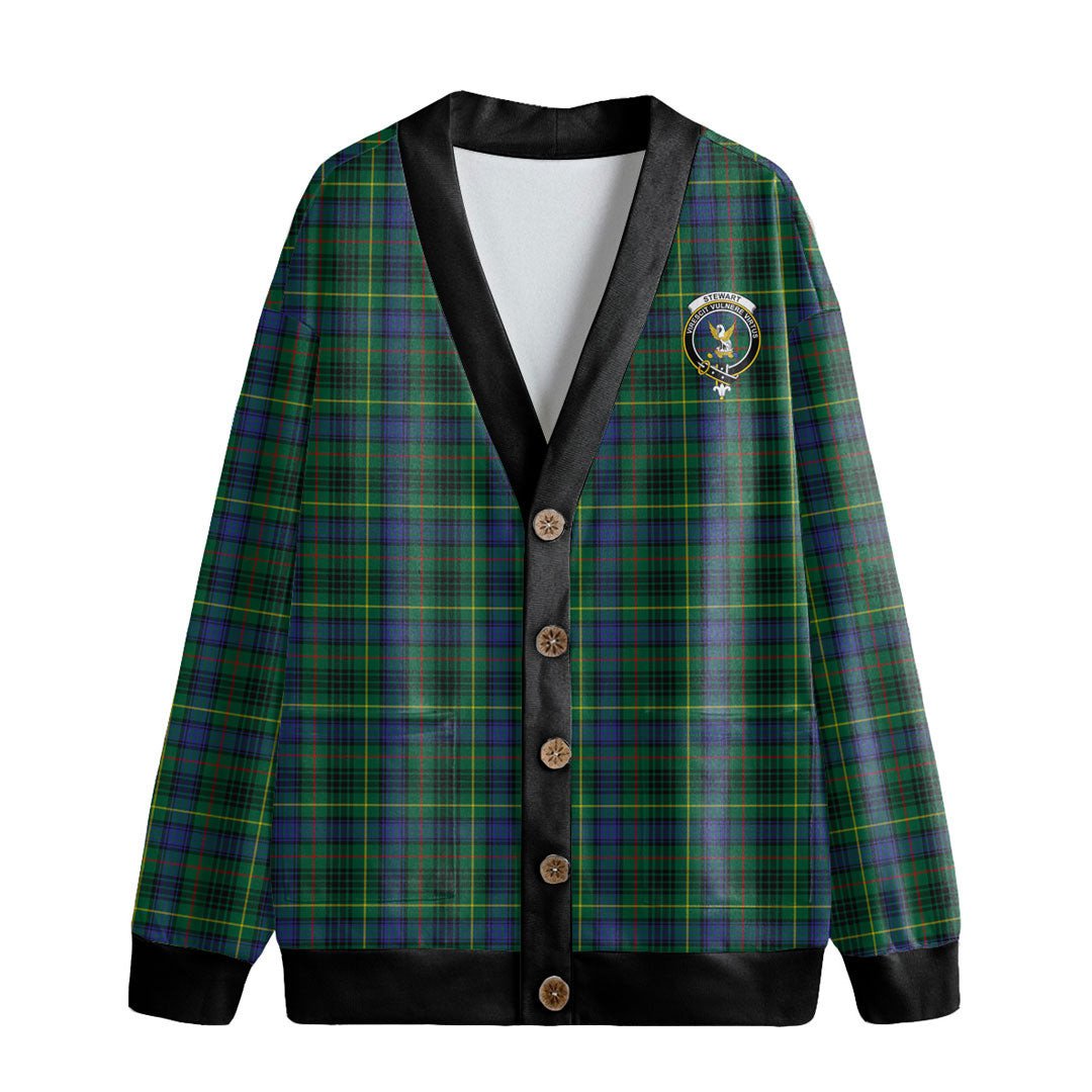 Stewart Hunting Modern Tartan Crest Knitted Fleece Cardigan