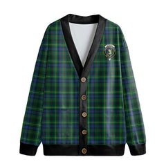 Stewart Hunting Modern Tartan Crest Knitted Fleece Cardigan