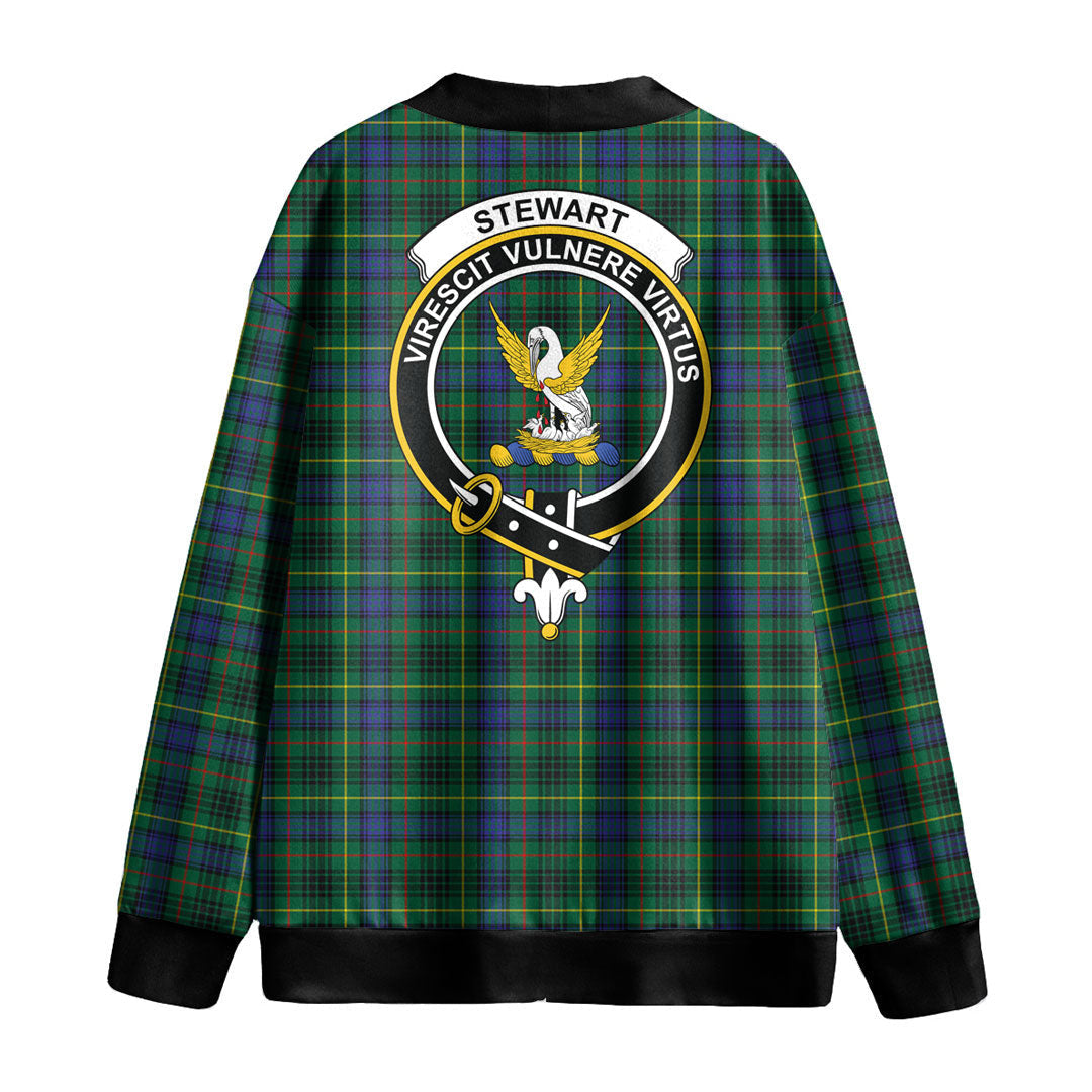 Stewart Hunting Modern Tartan Crest Knitted Fleece Cardigan