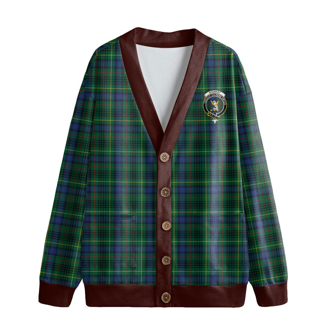 Stewart Hunting Modern Tartan Crest Knitted Fleece Cardigan