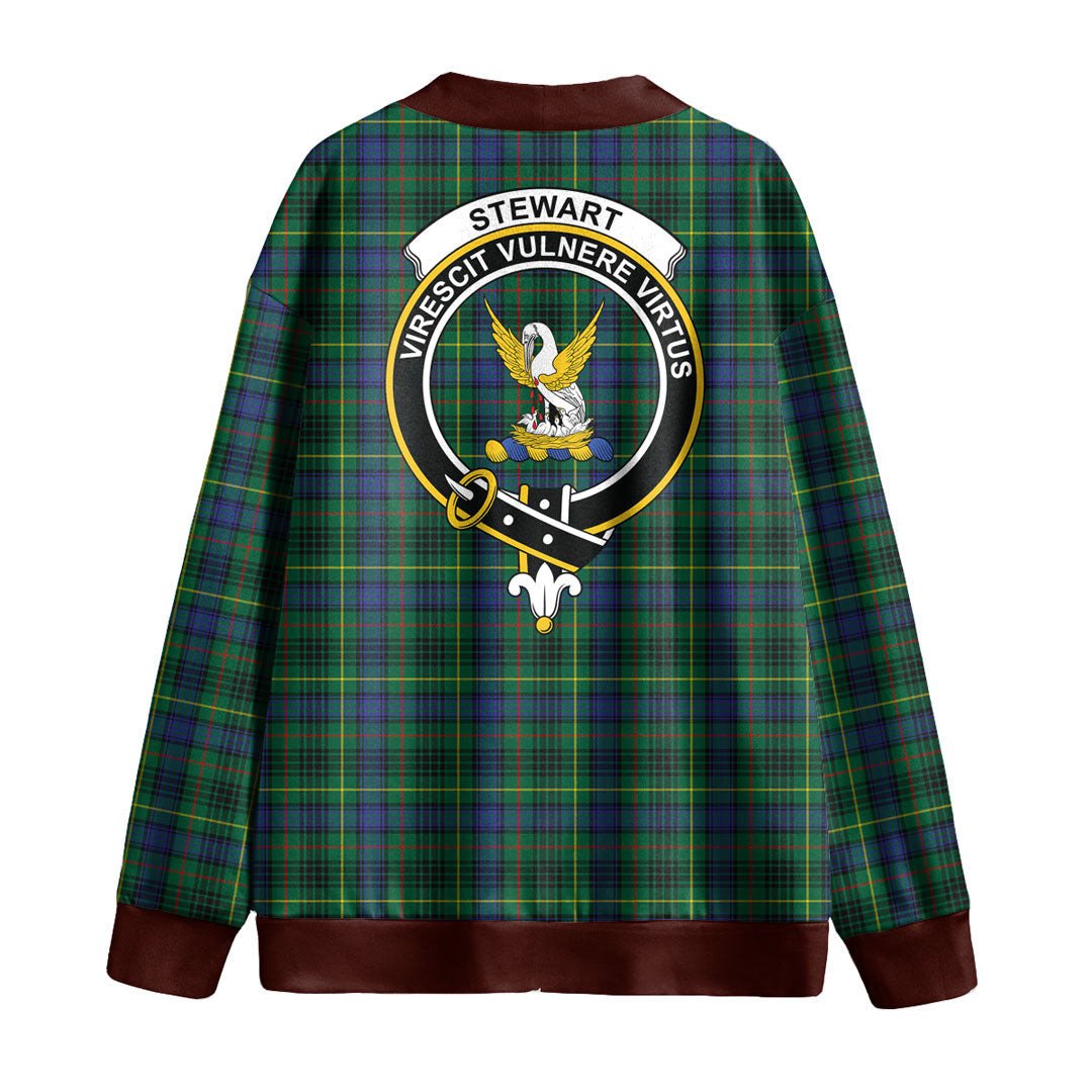 Stewart Hunting Modern Tartan Crest Knitted Fleece Cardigan
