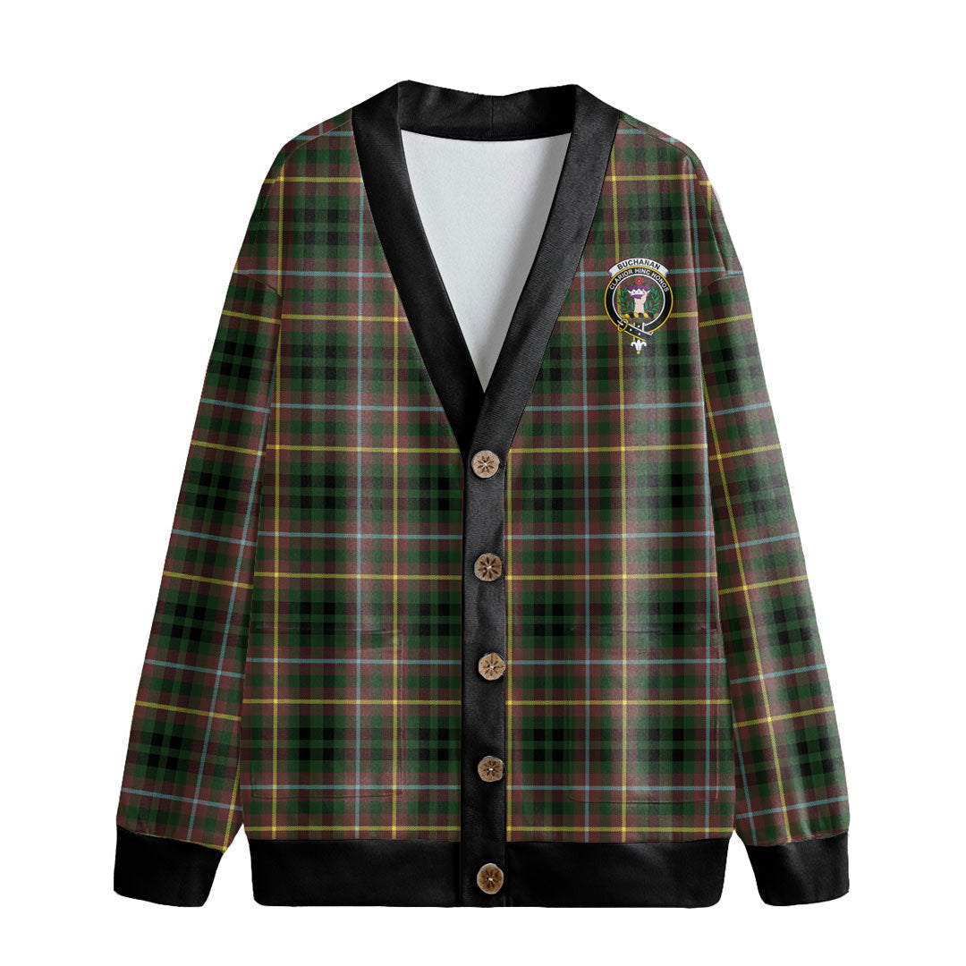 Buchanan Hunting Tartan Crest Knitted Fleece Cardigan