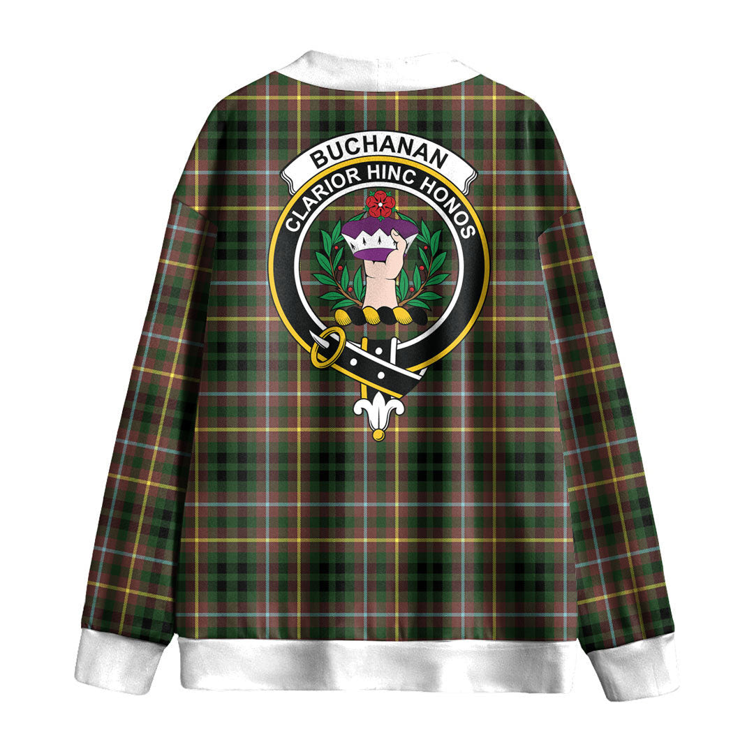 Buchanan Hunting Tartan Crest Knitted Fleece Cardigan