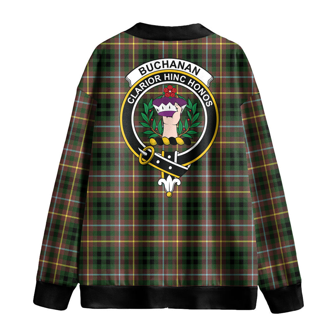 Buchanan Hunting Tartan Crest Knitted Fleece Cardigan