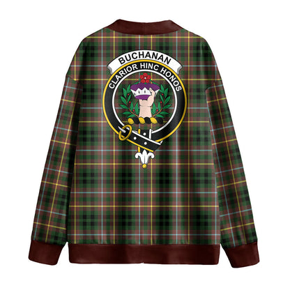 Buchanan Hunting Tartan Crest Knitted Fleece Cardigan