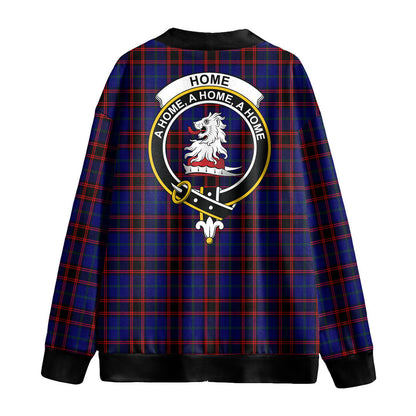 Home Modern Tartan Crest Knitted Fleece Cardigan