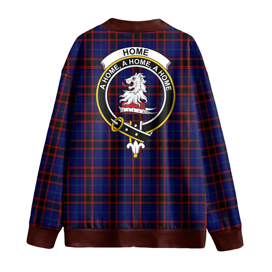 Home Modern Tartan Crest Knitted Fleece Cardigan