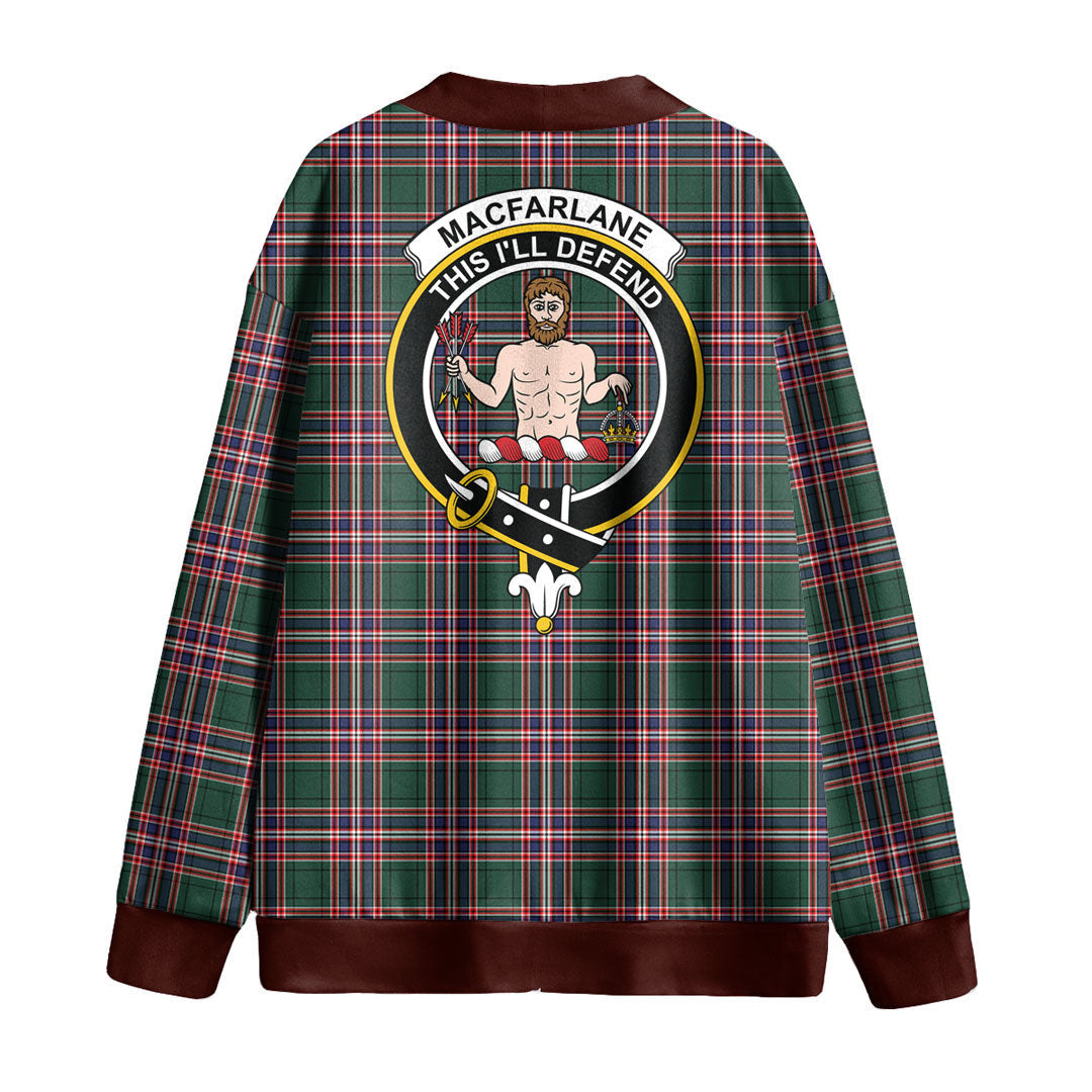 MacFarlane Hunting Modern Tartan Crest Knitted Fleece Cardigan