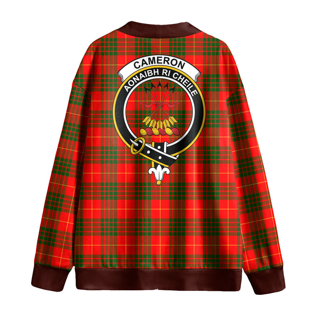 Cameron Modern Tartan Crest Knitted Fleece Cardigan