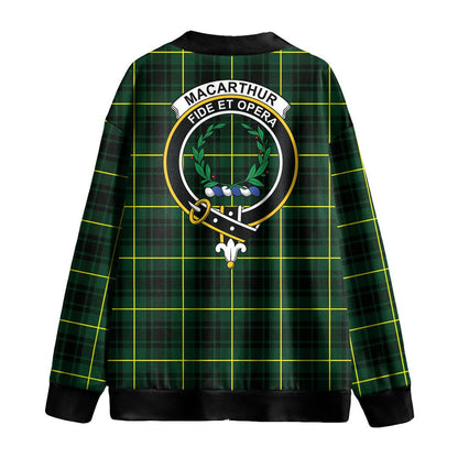 MacArthur Modern Tartan Crest Knitted Fleece Cardigan