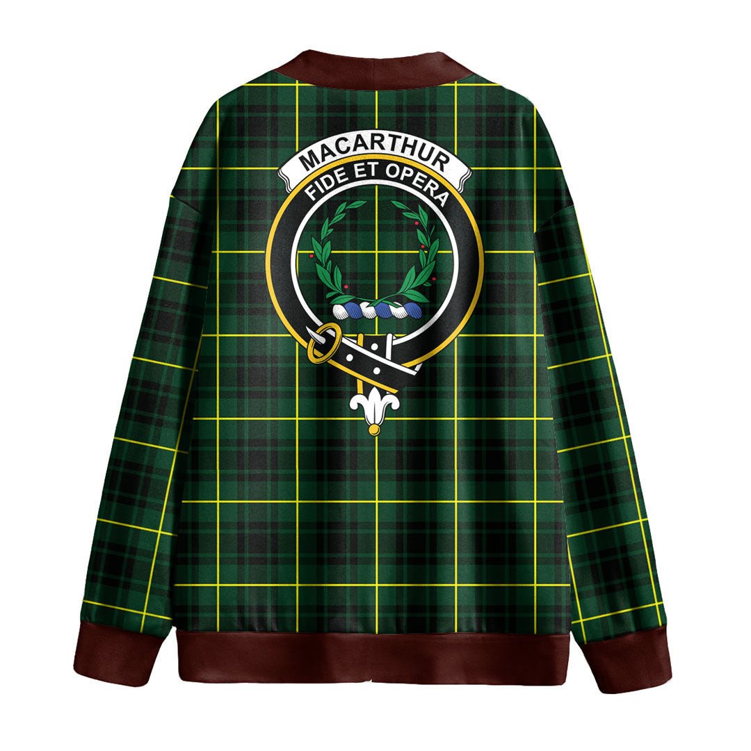 MacArthur Modern Tartan Crest Knitted Fleece Cardigan