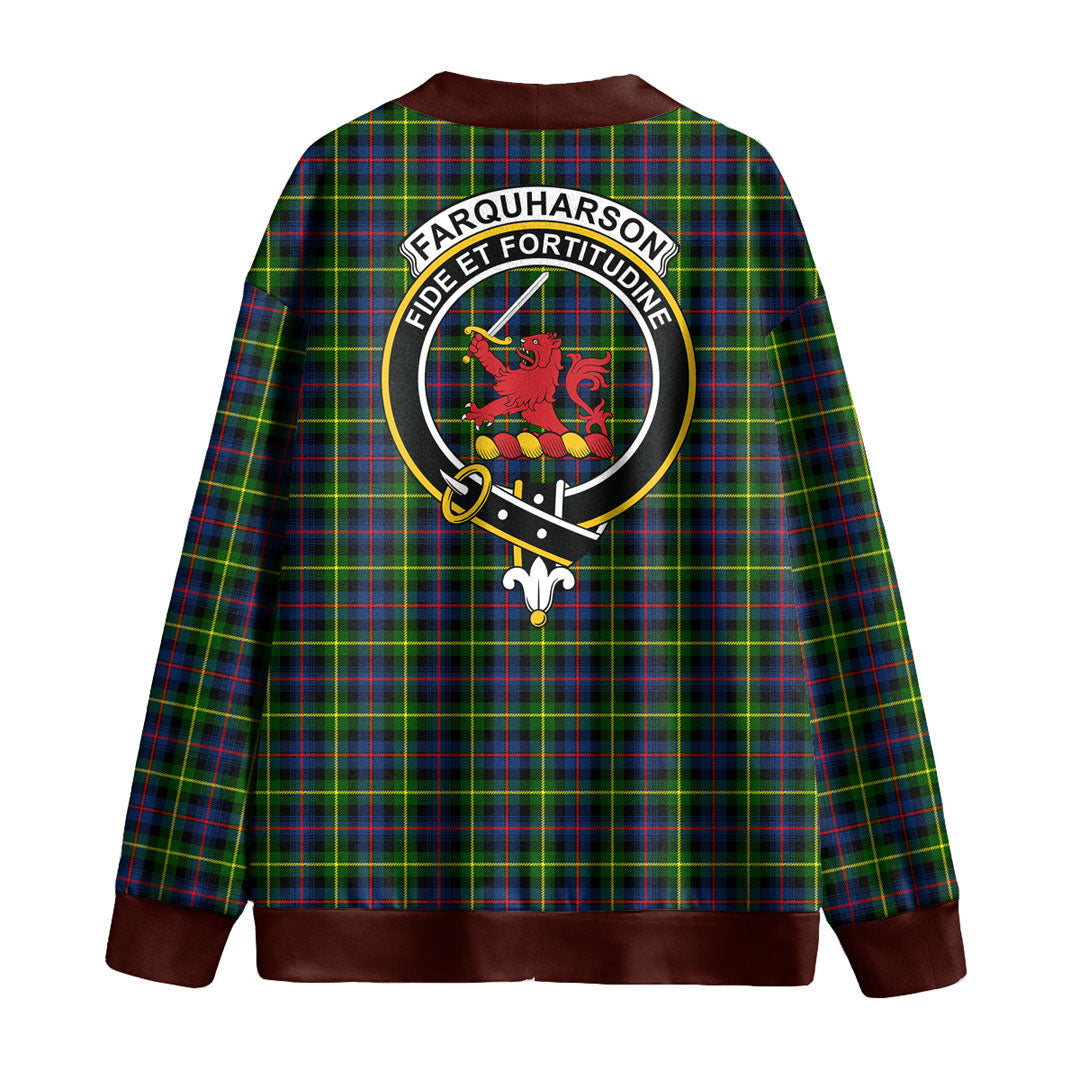 Farquharson Modern Tartan Crest Knitted Fleece Cardigan