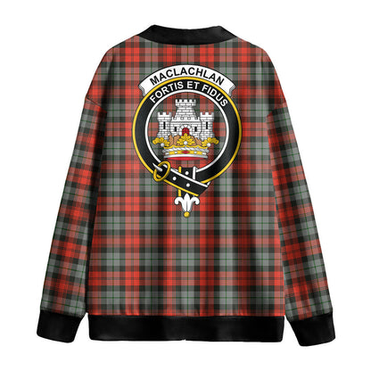 MacLachlan Weathered Tartan Crest Knitted Fleece Cardigan