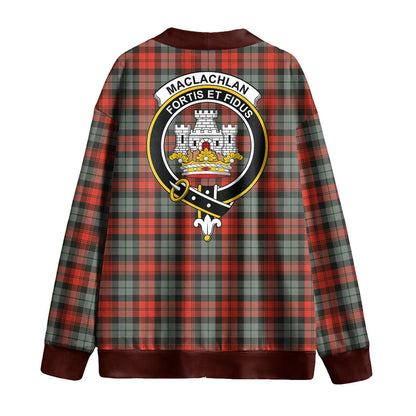 MacLachlan Weathered Tartan Crest Knitted Fleece Cardigan