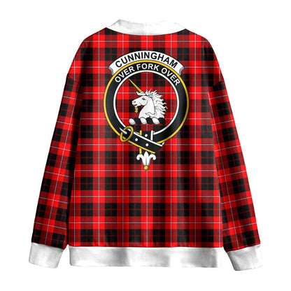 Cunningham Modern Tartan Crest Knitted Fleece Cardigan