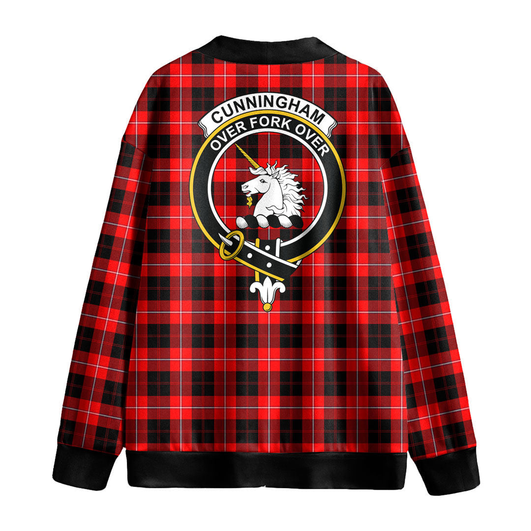 Cunningham Modern Tartan Crest Knitted Fleece Cardigan