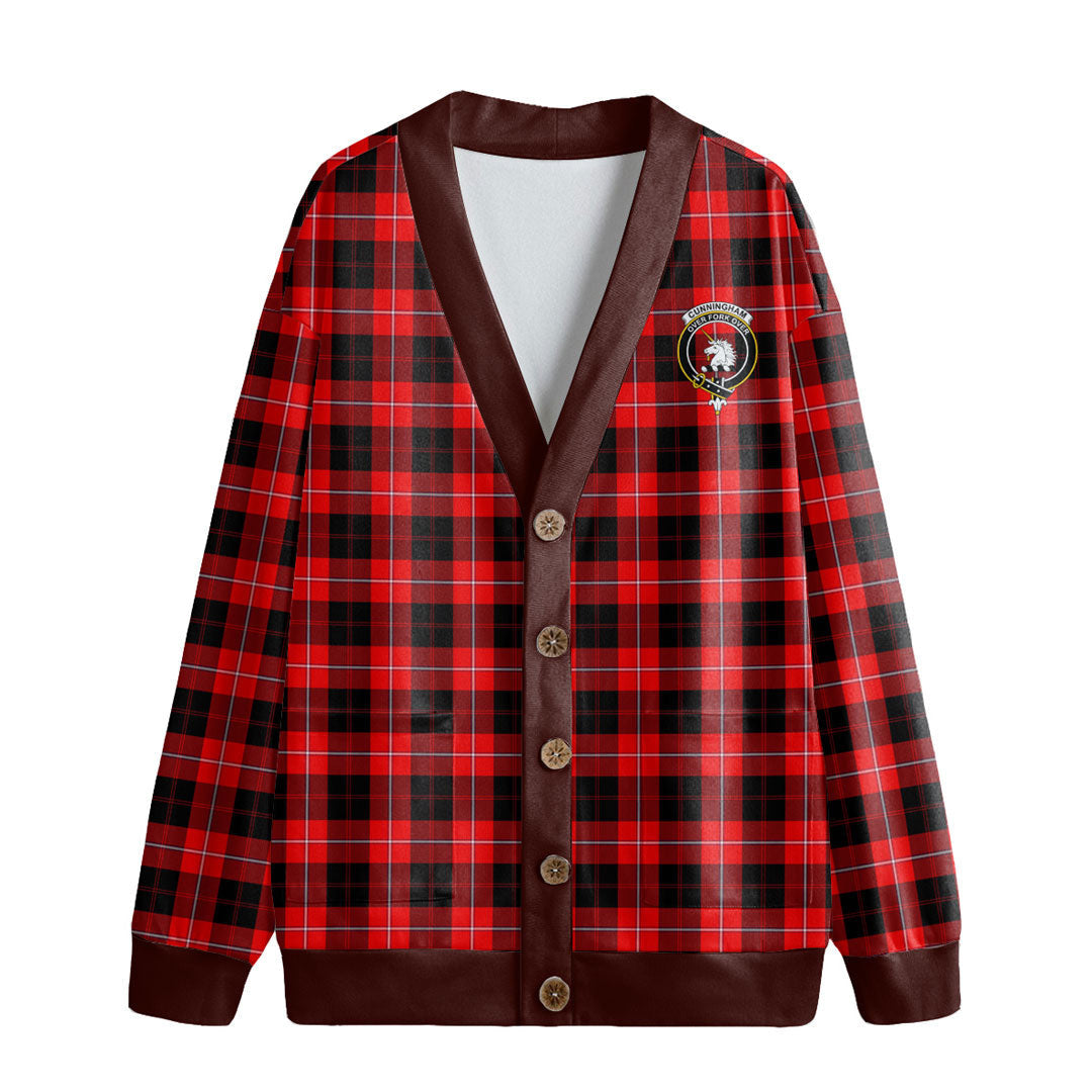 Cunningham Modern Tartan Crest Knitted Fleece Cardigan