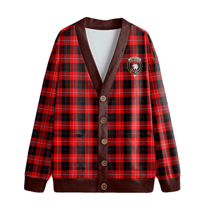 Cunningham Modern Tartan Crest Knitted Fleece Cardigan