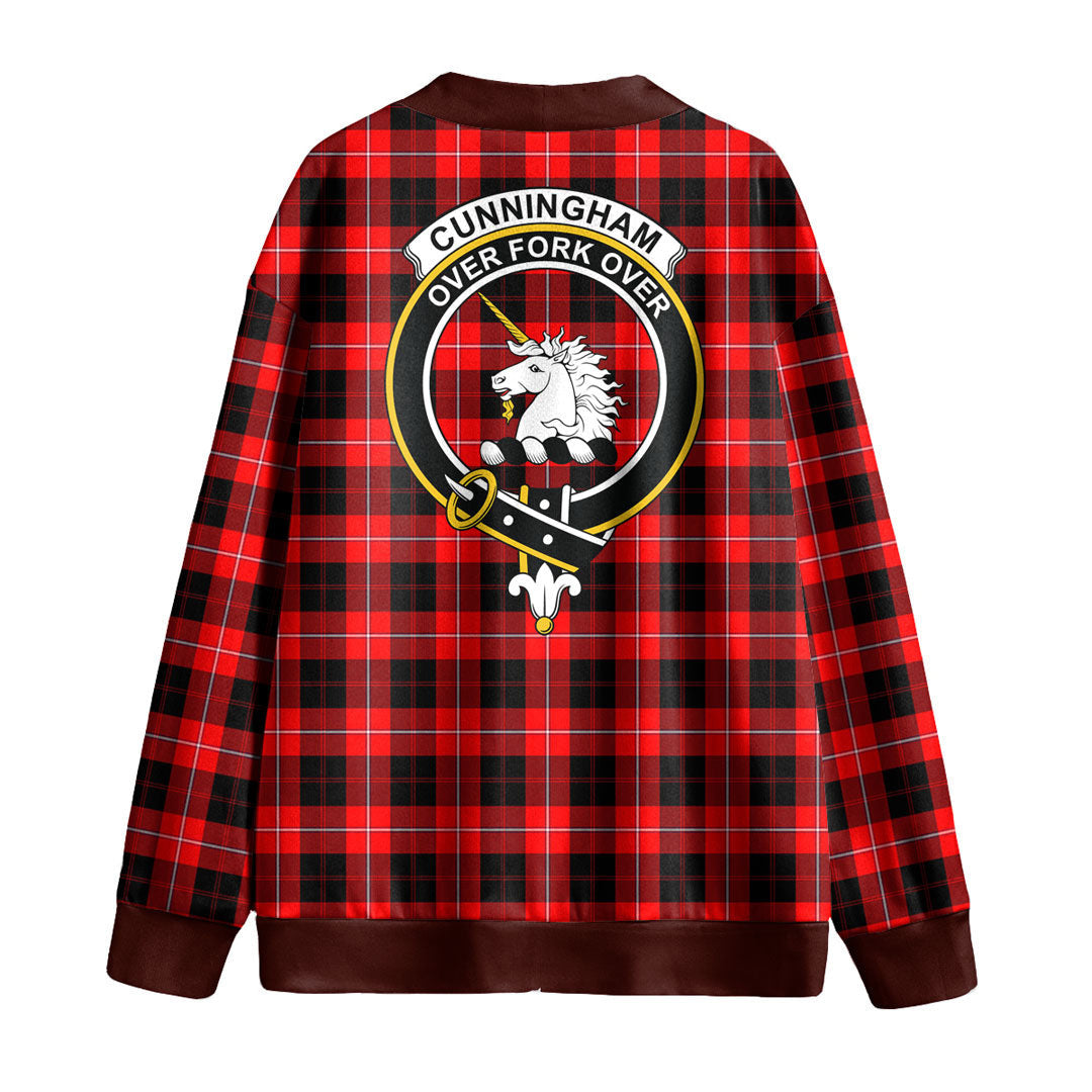 Cunningham Modern Tartan Crest Knitted Fleece Cardigan