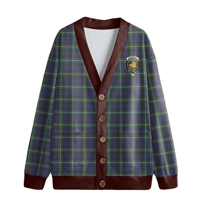 Campbell Argyll Modern Tartan Crest Knitted Fleece Cardigan