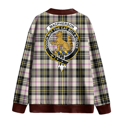 MacPherson Dress Ancient Tartan Crest Knitted Fleece Cardigan