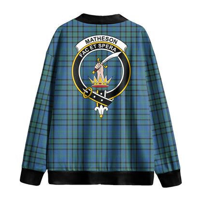 Matheson Hunting Ancient Tartan Crest Knitted Fleece Cardigan