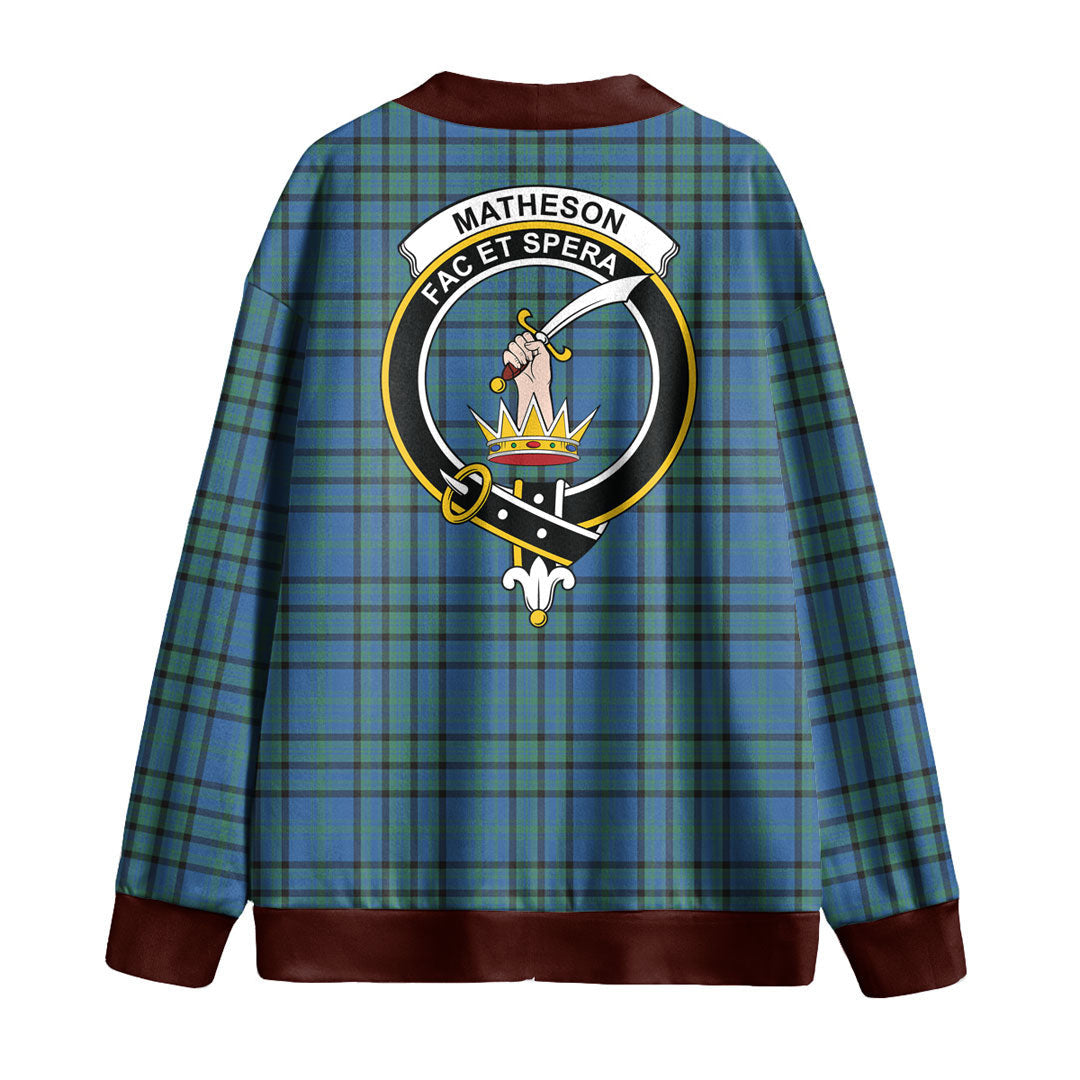 Matheson Hunting Ancient Tartan Crest Knitted Fleece Cardigan