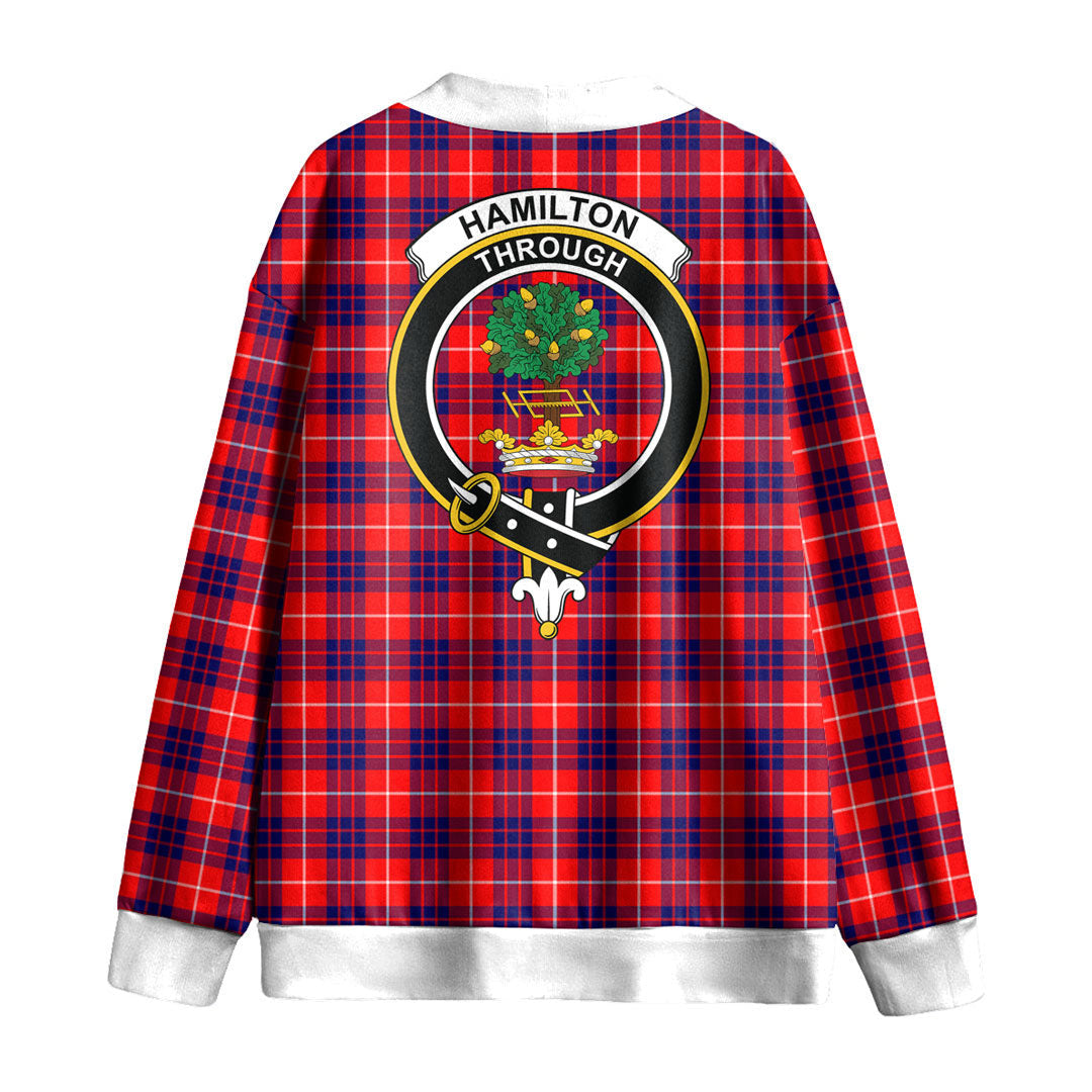 Hamilton Modern Tartan Crest Knitted Fleece Cardigan