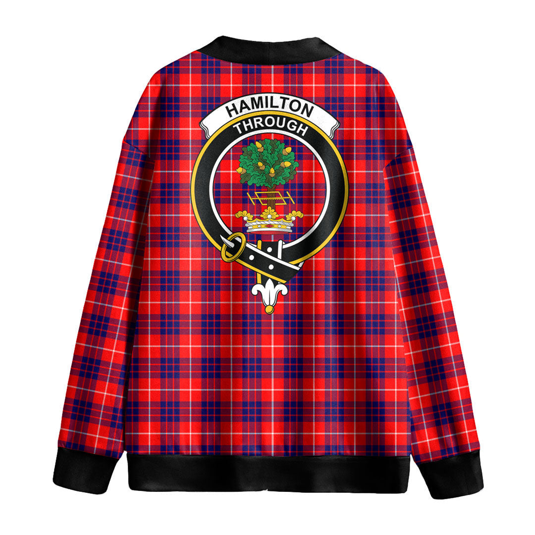 Hamilton Modern Tartan Crest Knitted Fleece Cardigan