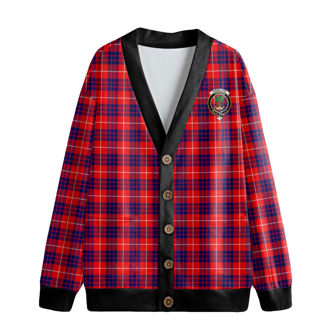 Hamilton Modern Tartan Crest Knitted Fleece Cardigan