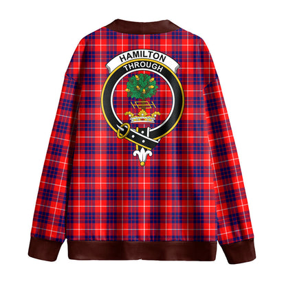 Hamilton Modern Tartan Crest Knitted Fleece Cardigan