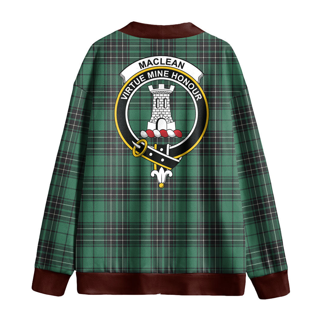 MacLean Hunting Ancient Tartan Crest Knitted Fleece Cardigan