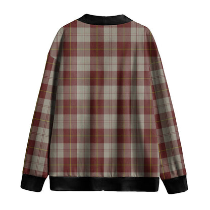 Cunningham Burgundy Dancers Tartan Plaid Knitted Fleece Cardigan