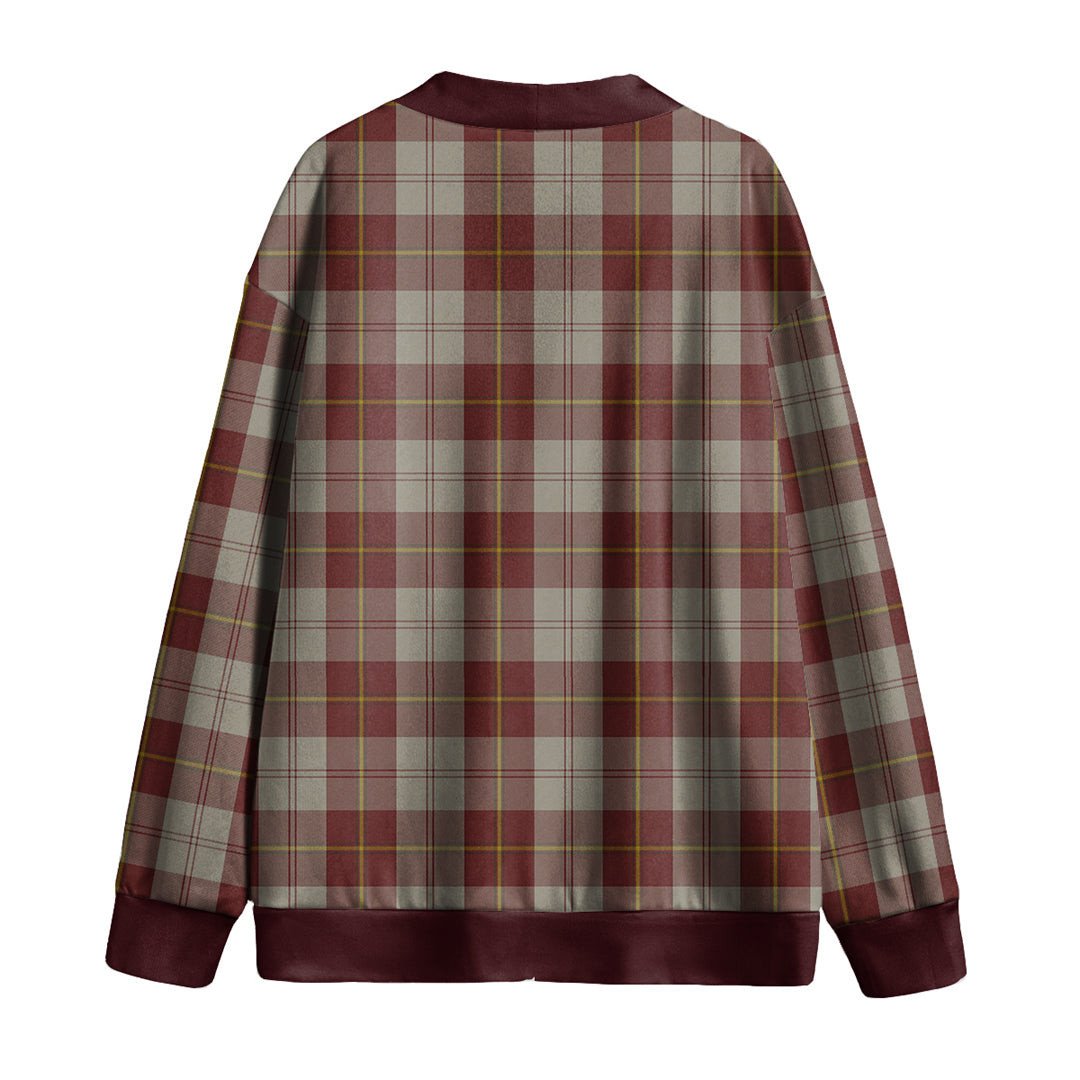 Cunningham Burgundy Dancers Tartan Plaid Knitted Fleece Cardigan